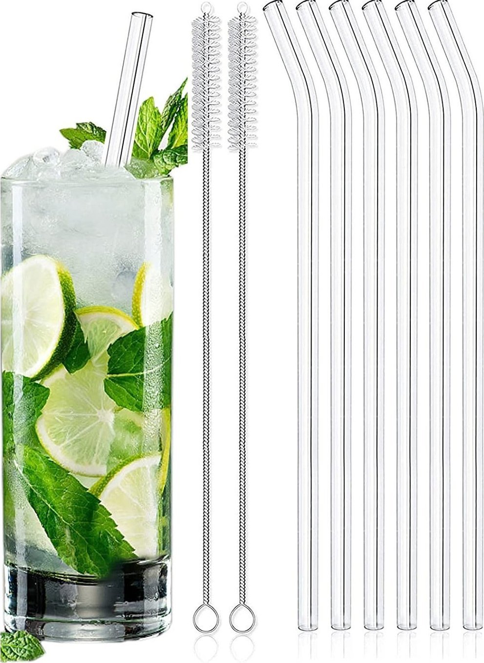 Zestaw szklane slomki rurki do picia 8 szt