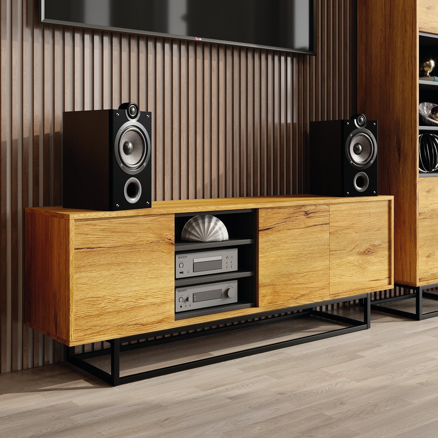 Szafka RTV 150cm Loft ONE FURNITURE - Laminat Dębowy