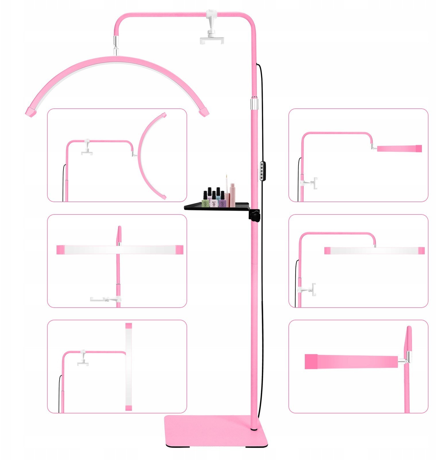 Lampa Led Kosmetyczna Bezcieniowa Moon Do Makijażu Paznokci Rzęs 45w +pilot / Gx580pro Różowy