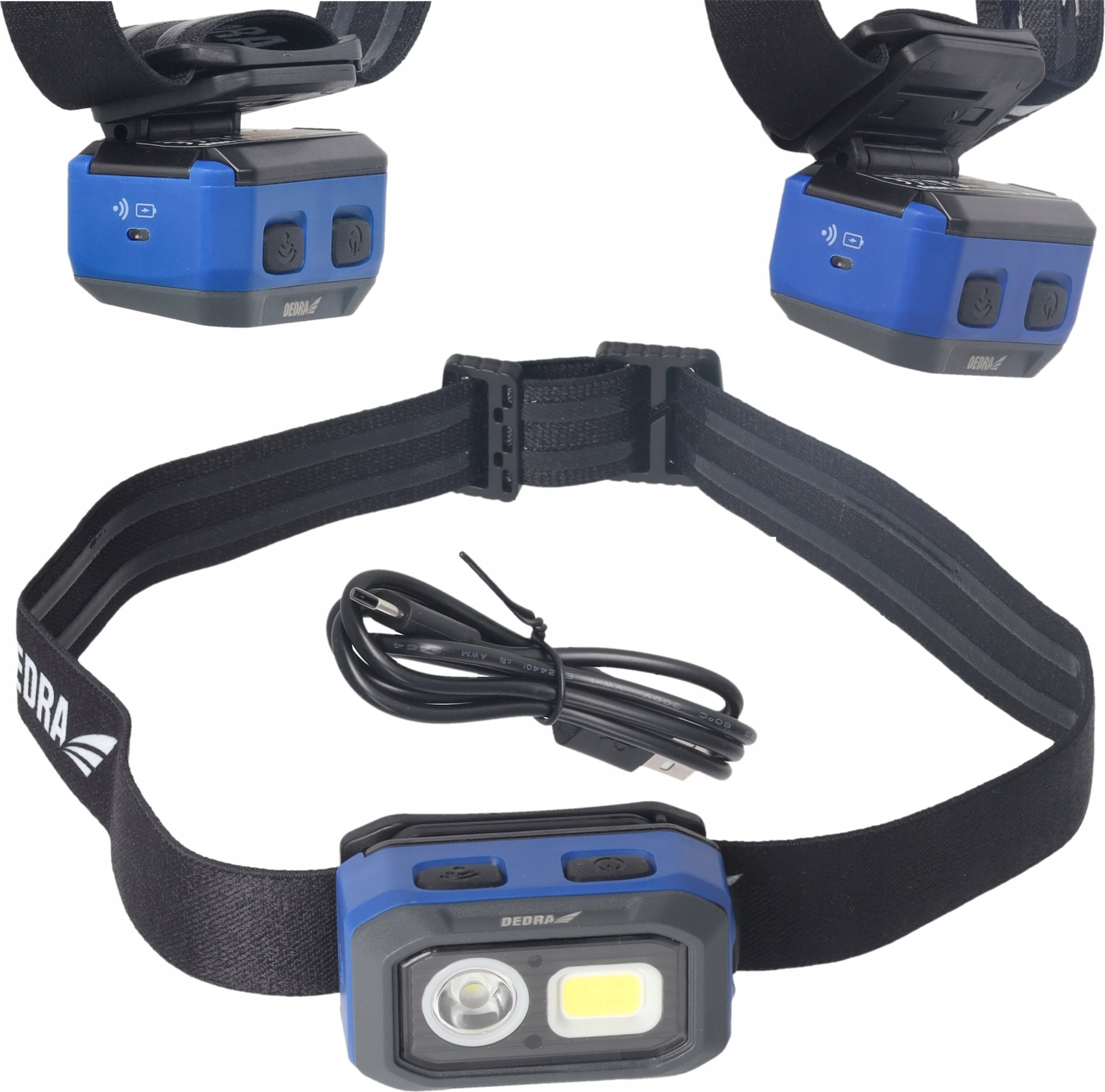 Dedra Latarka czołowa 500lm, czujnik ruchu, aku 1000mAh/ 3xAAA bat