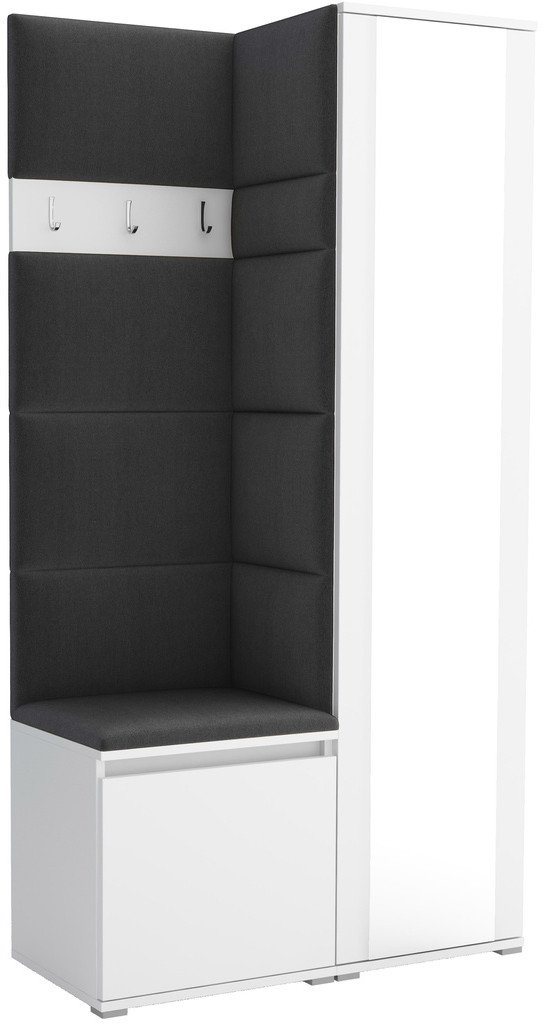 Tapicerowana garderoba Noris VI z lustrem - biały + tkanina Trinity 15