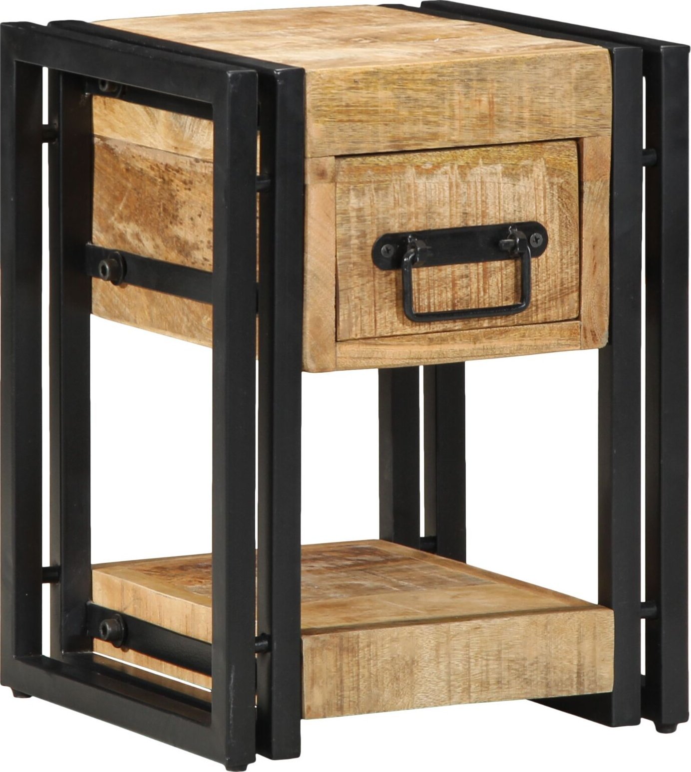 vidaXL Szafka Nocna Brązowa Lite drewno mango, Żelazo 40 x 40 x 40 cm