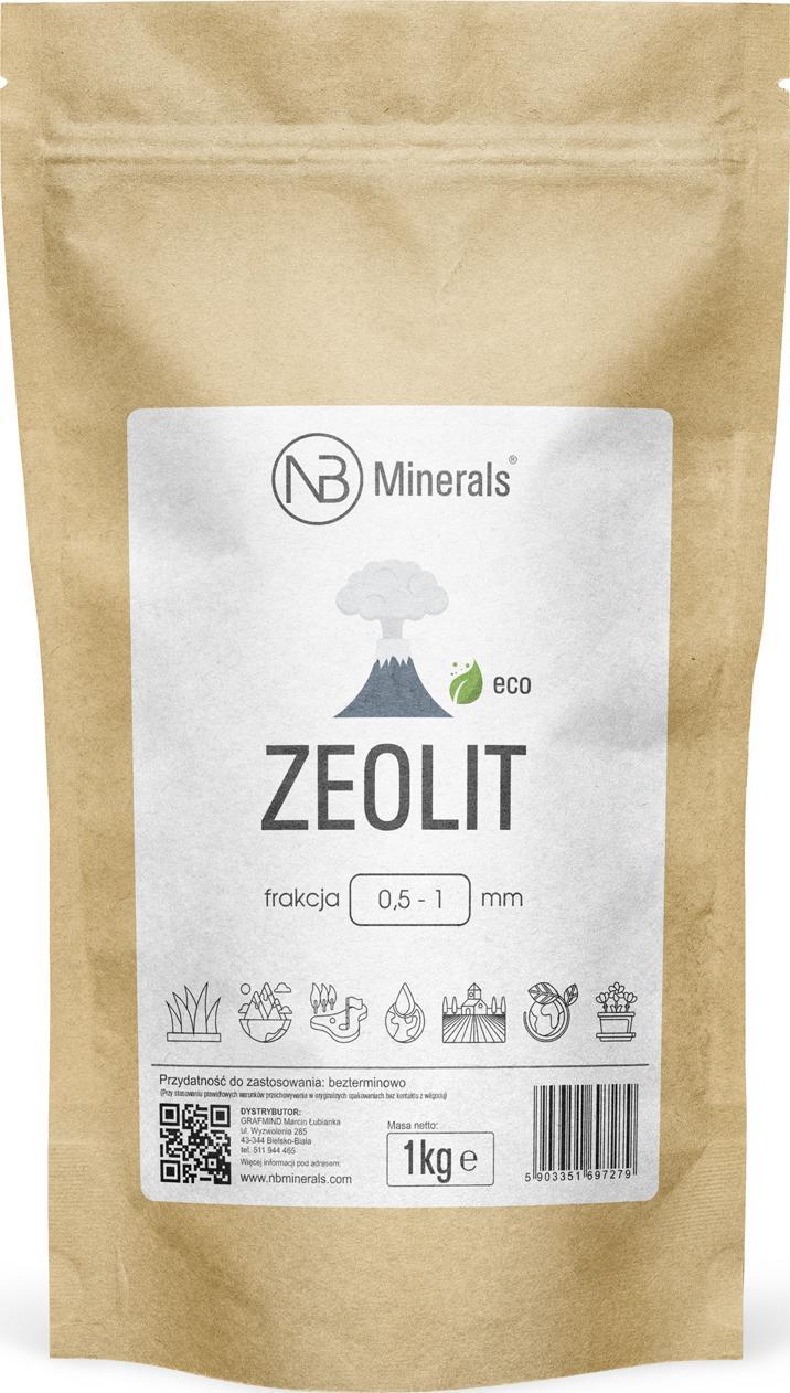 NB Minerals Zeolit Klinoptylolit Kamień ozdobny kwiaty, akwarium, oczka wodne 0,5-1mm - 1kg