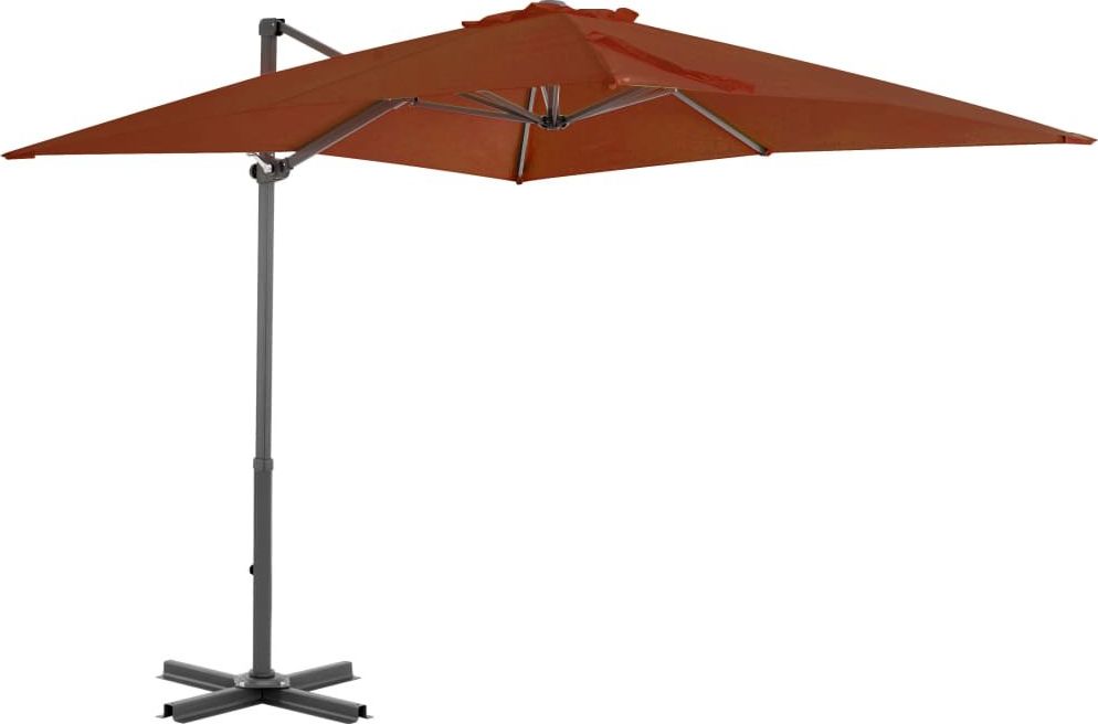 vidaXL Wiszący parasol na słupku aluminiowym, terakotowy, 250x250 cm