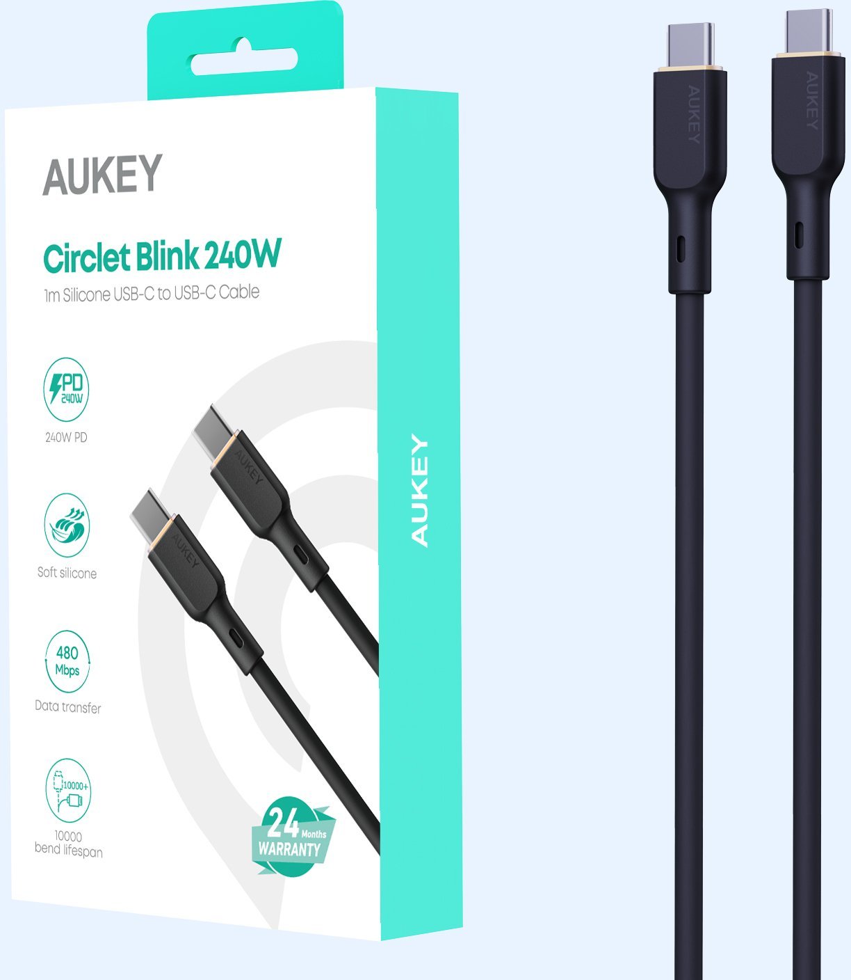 Kabel USB Aukey USB-C - USB-C 1.8 m Czarny (Aukey)