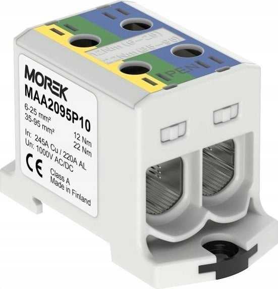 MOREK Złączka OTL-PEN95 żółto-zielony,niebieski 2xAl/Cu 6-95mm² 1000V Zacisk uniwersalny do instalacji TN-C-S MAA2095P10