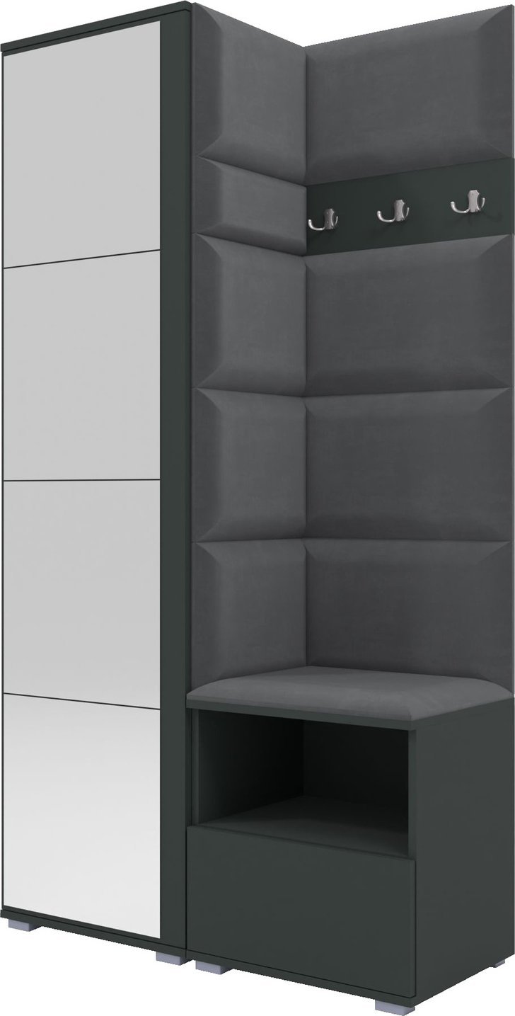 Ravio Tapicerowana garderoba Nela I z lustrem - kolor grafit + tkanina Trinity 15