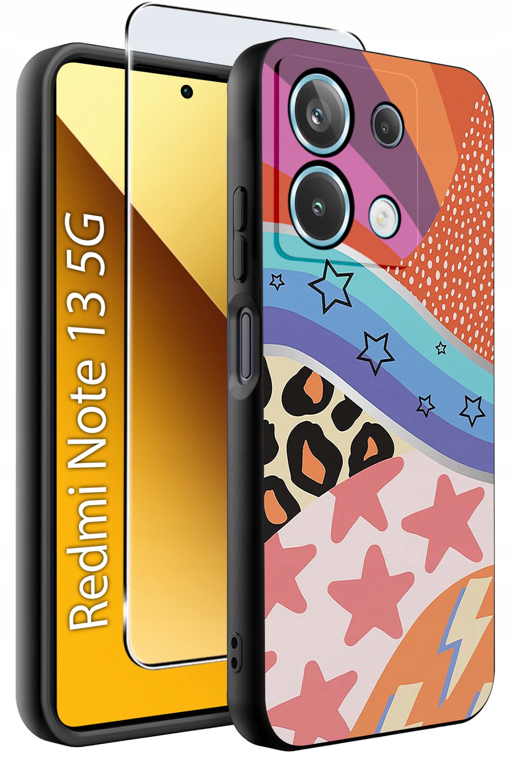 ETUI do Xiaomi Redmi Note 13 5G WZORY |SILIKONOWE MATT CASE +SZKŁO 9H