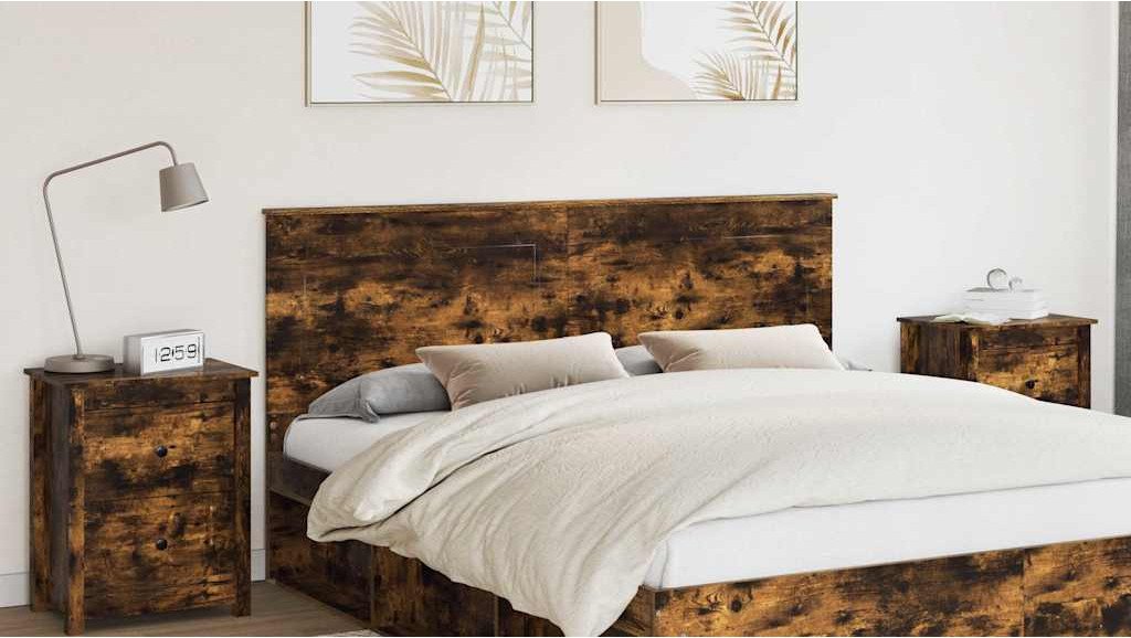 vidaXL Zagłówek Dąb wędzony 200 cm Materiał drewnopochodny