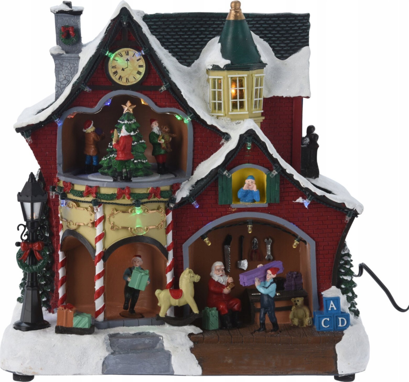 Dekoracja świąteczna Home Styling Collection Ruchoma scenka świąteczna Siedziba Mikołaja