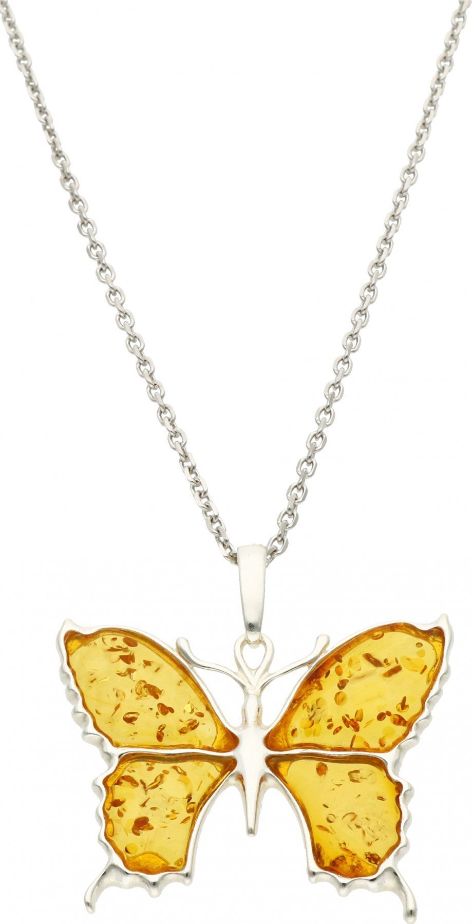 Rosanto Srebrna zawieszka motyl z żółtym bursztynem bałtyckim 925