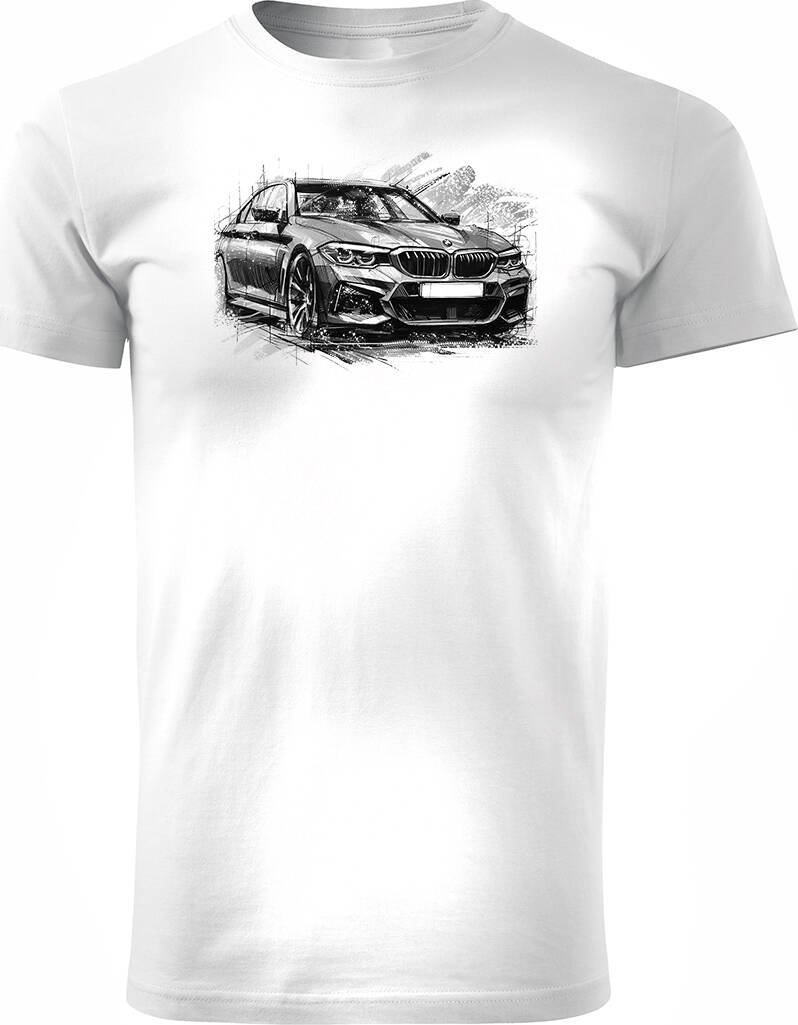 Topslang Koszulka kolekcjonerska z samochodem BMW serii 5 M5 męska biała REGULAR XXL