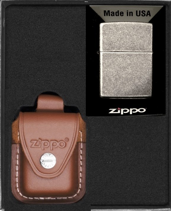 Zestaw ZIPPO Zapalniczka ANTIQUE SILVER Prezentowy No2