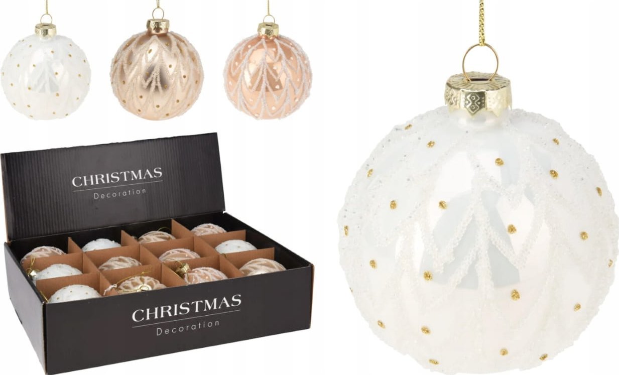 Koopman Bombka choinkowa szklana 8 cm Świąteczna ozdoba na choinkę 1 sztuka