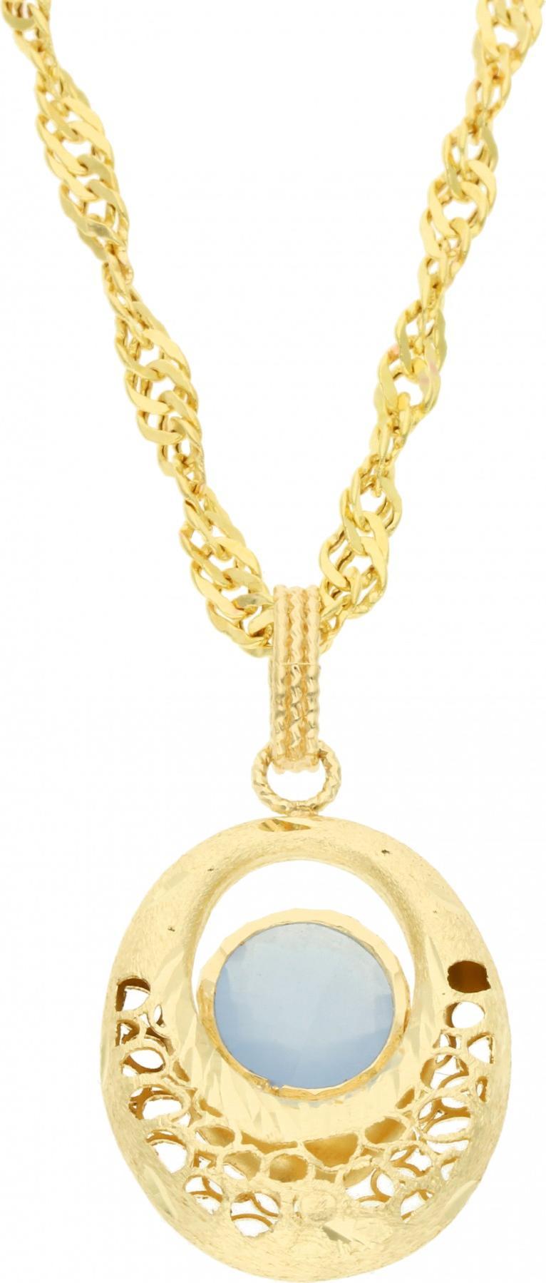 Rosanto Złota zawieszka z kwarcem niebieskim 585 14k