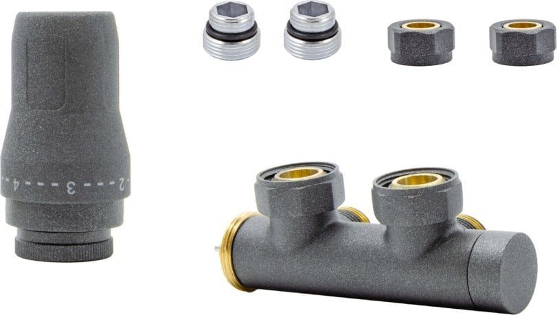 Schlosser ZESTAW DUO-PLEX 3/4xM22x1.5 LEWY, PRAWY NYPLE, GŁ. NA ZASILANIU, ZŁ CU - GRAPHITE