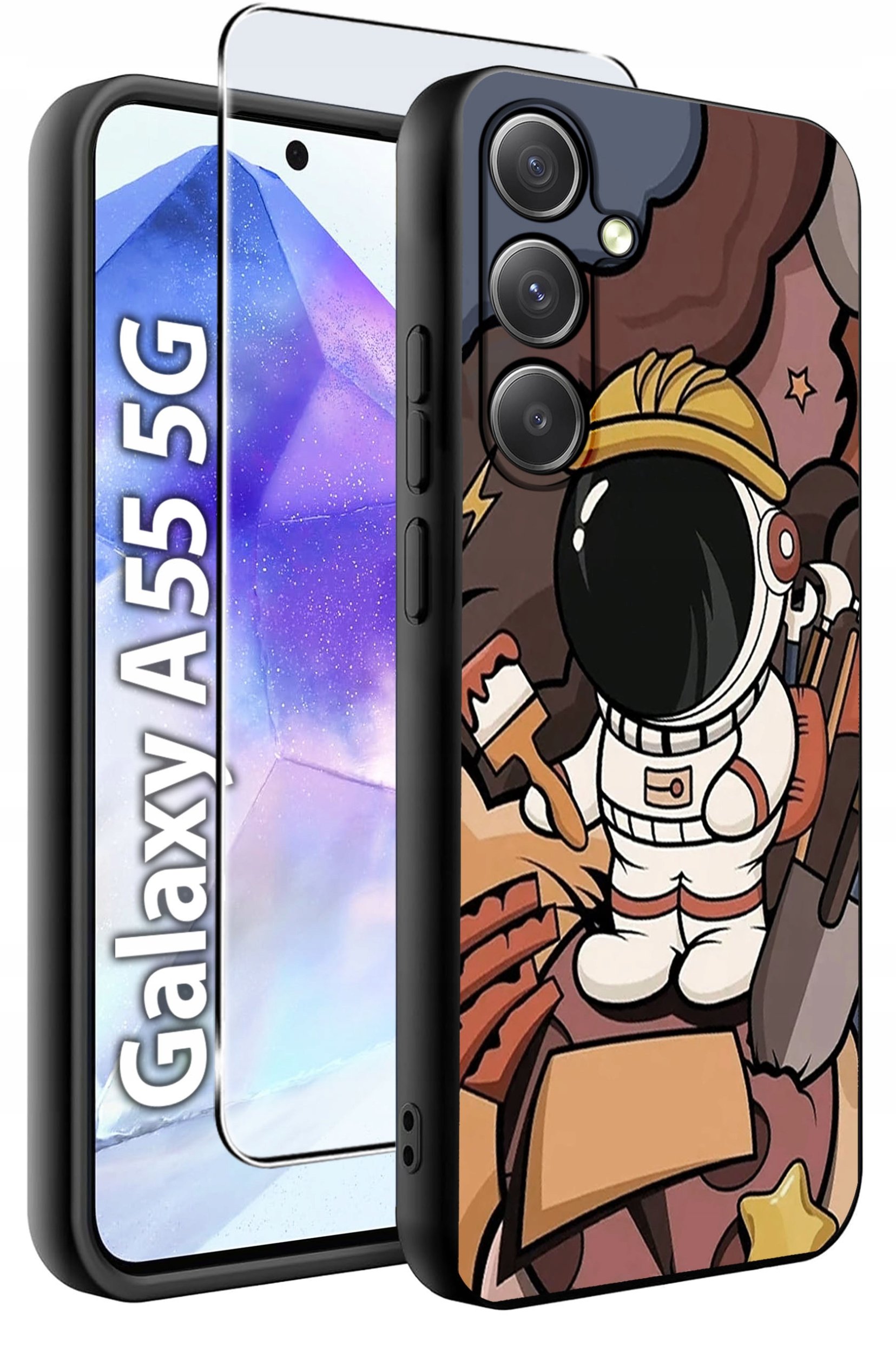 ETUI do Samsung A55 5G WZORY | SILIKONOWE MATT CASE + SZKŁO HARTOWANE 9H