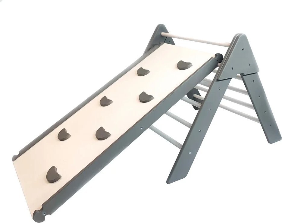 Małpiszon Domowy plac zabaw trójkąt Pikler Montessori biało-szary Moon LunaToys