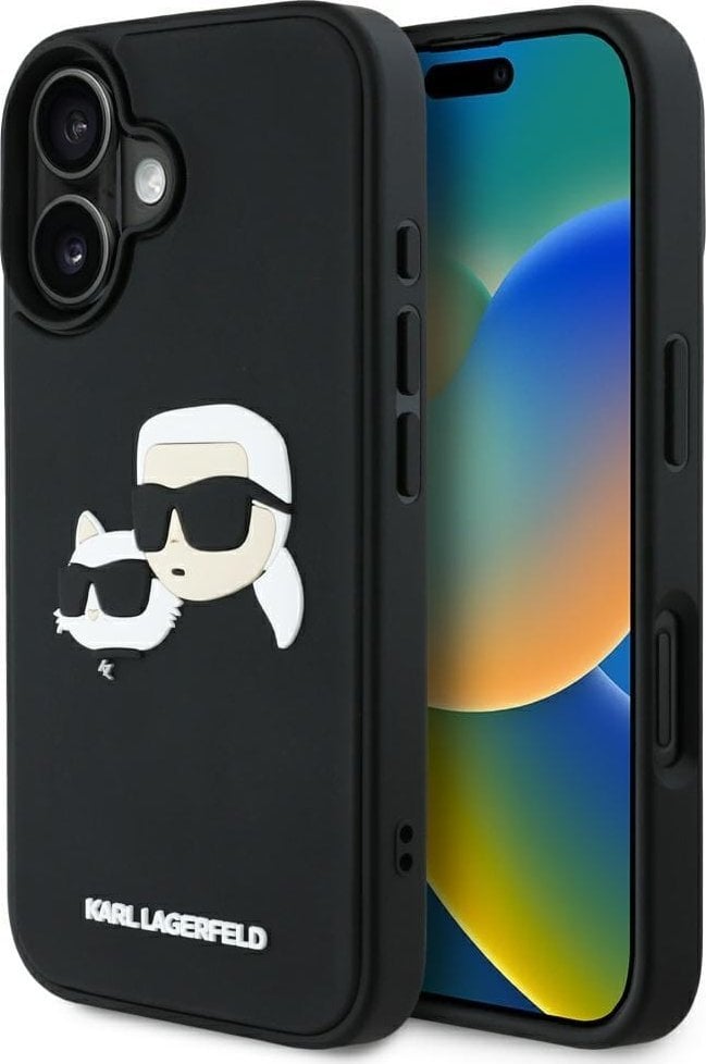 Etui Karl Lagerfeld HC 3D Rubber Double Heads do iPhone 16 czarny