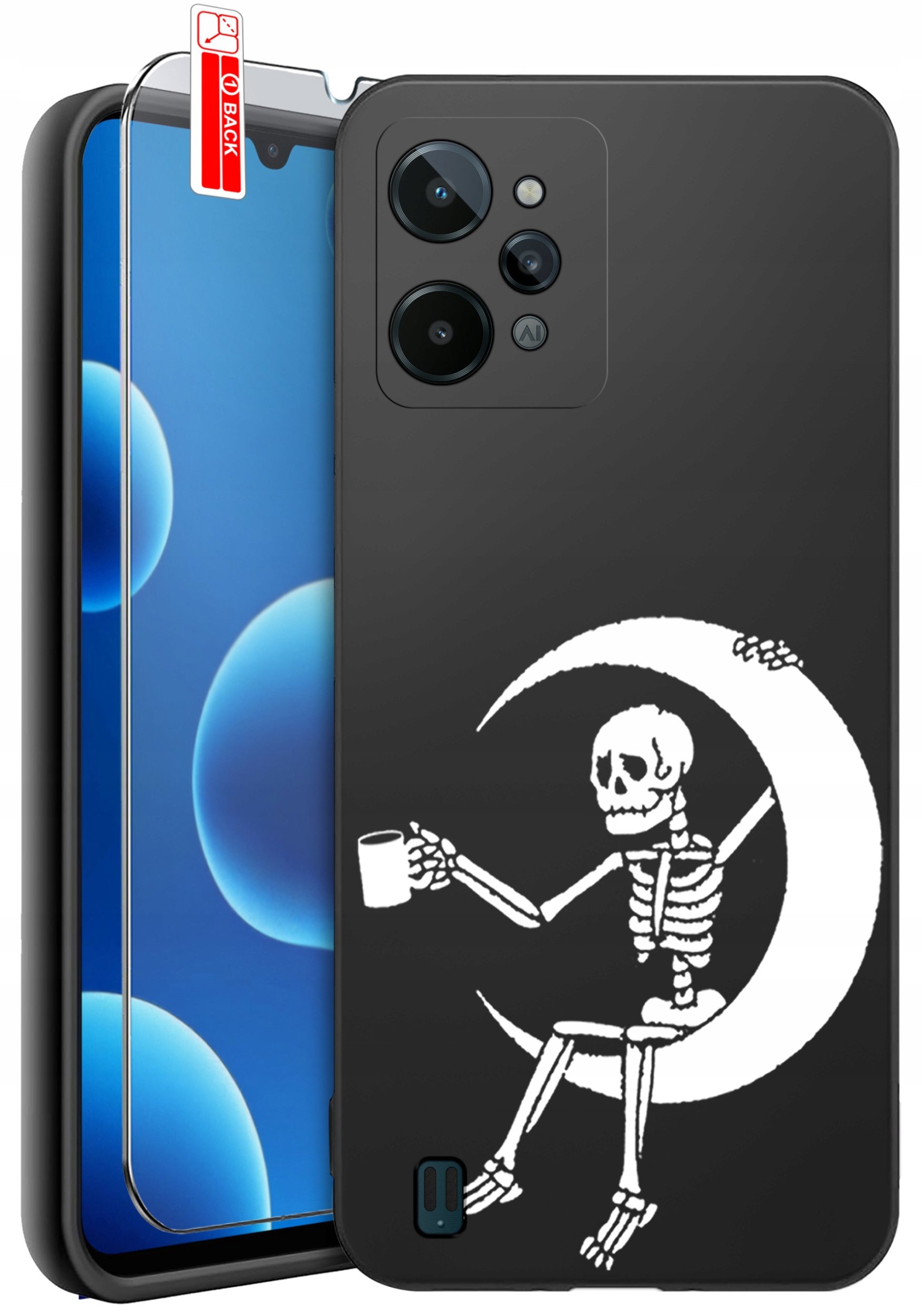 ETUI do Realme C31| WZORY | SILIKONOWE MATT CASE + SZKŁO 9H