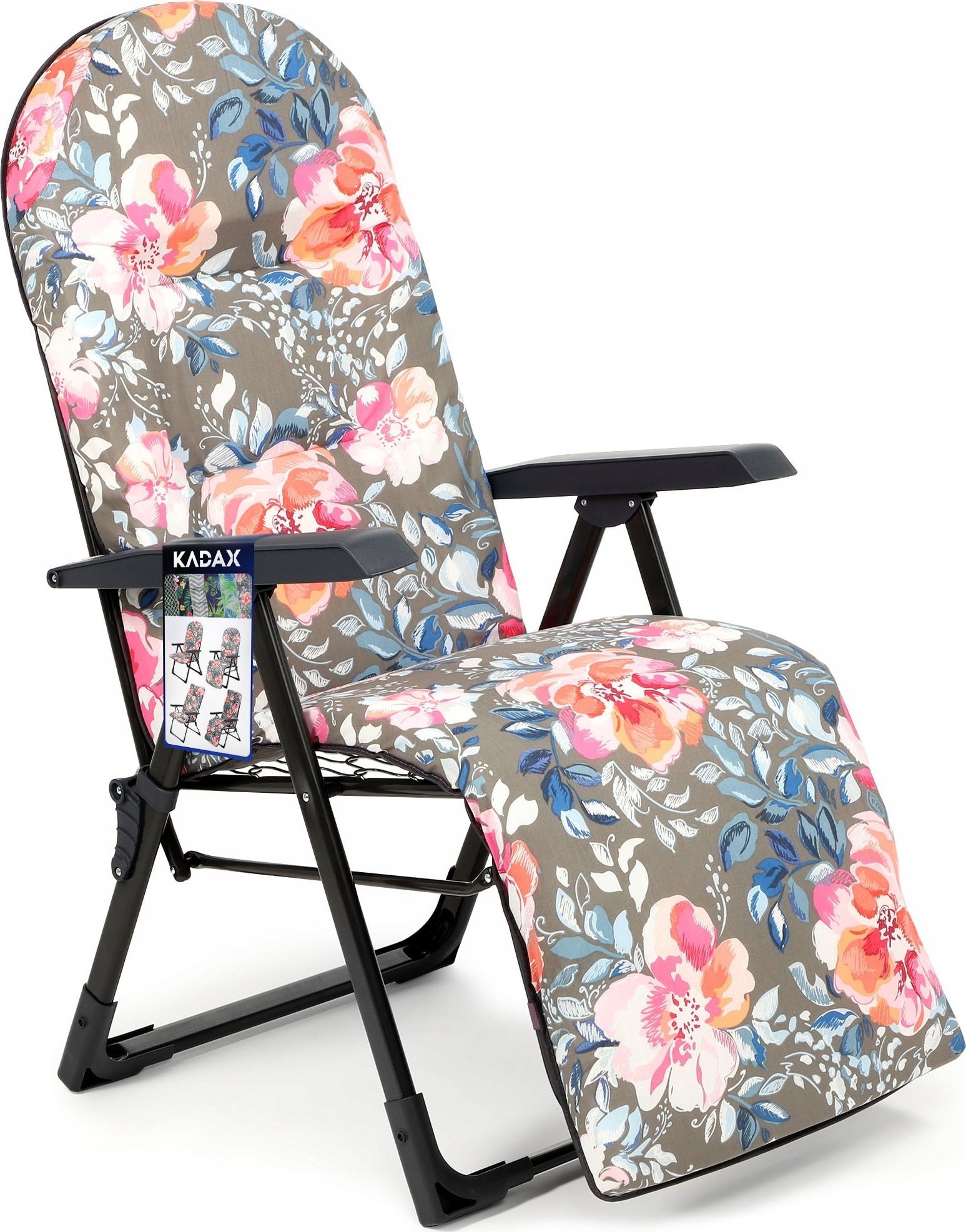 Kadax Fotel Leżak Ogrodowy Plażowy Składany Podnóżek