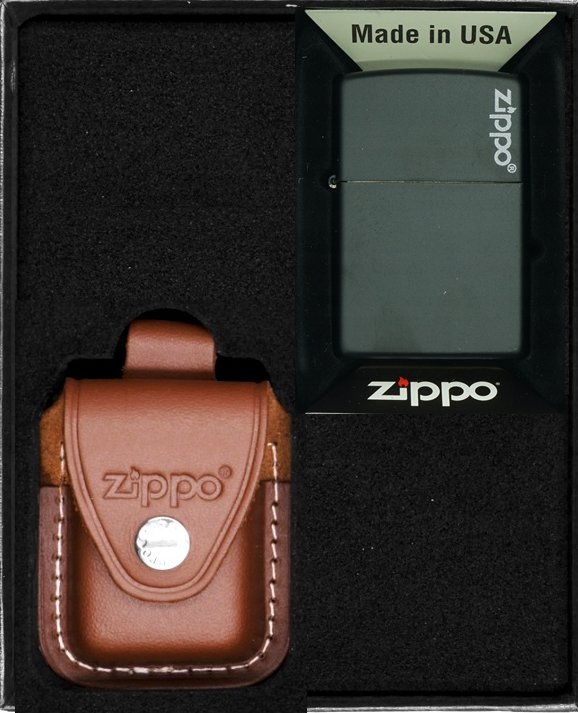 Zestaw ZIPPO Zapalniczka BLACK MATTE LOGO Prezentowy No2