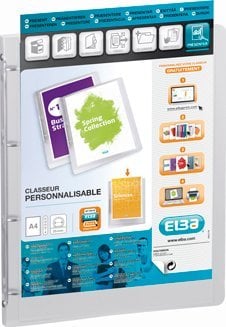 Elba Indstiksmappe A4 Polyvision 15 mm m/forsidelomme klar