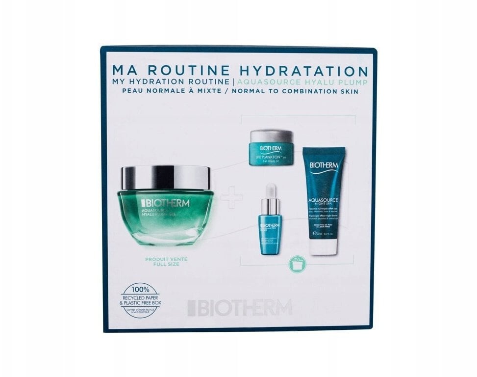 Biotherm Set Aquasource Night Spa, Hydrating, Night, Balm, For Face, 20 ml + Aquasource Hyalu, Hyaluronic Acid, Hydrating, Plumping, Day, Gel, For Fac