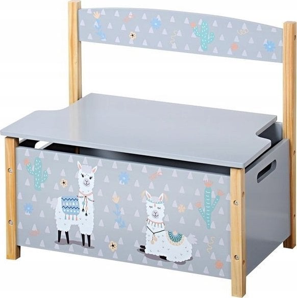 Kesper Skrzynia na zabawki z siedziskiem, szara w lamy, KESPER