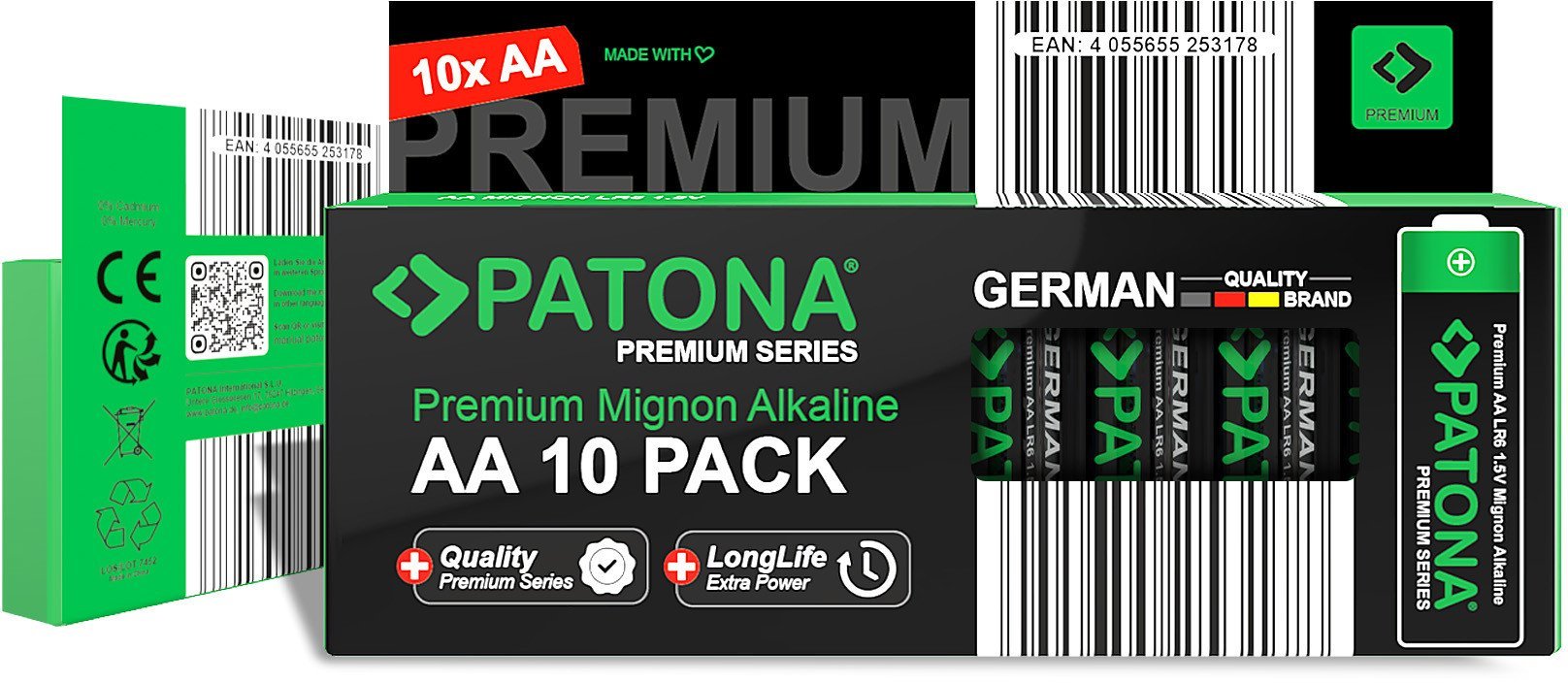 PATONA Premium AA Mignon LR06 – 10x baterii alkalicznych 1.5V