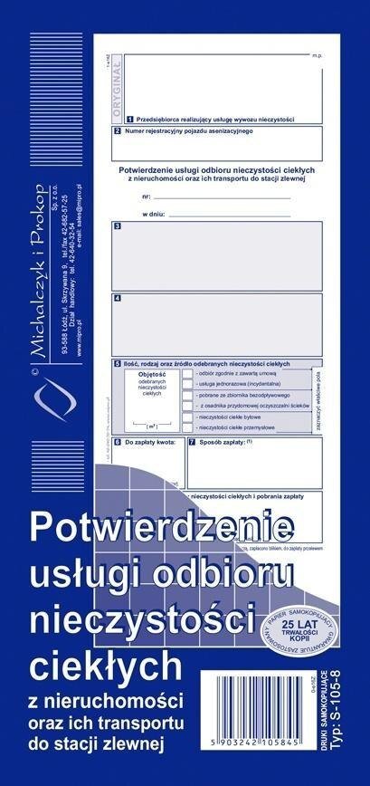 Michalczyk & Prokop Potwierdzenie usługi odbioru S-105-8