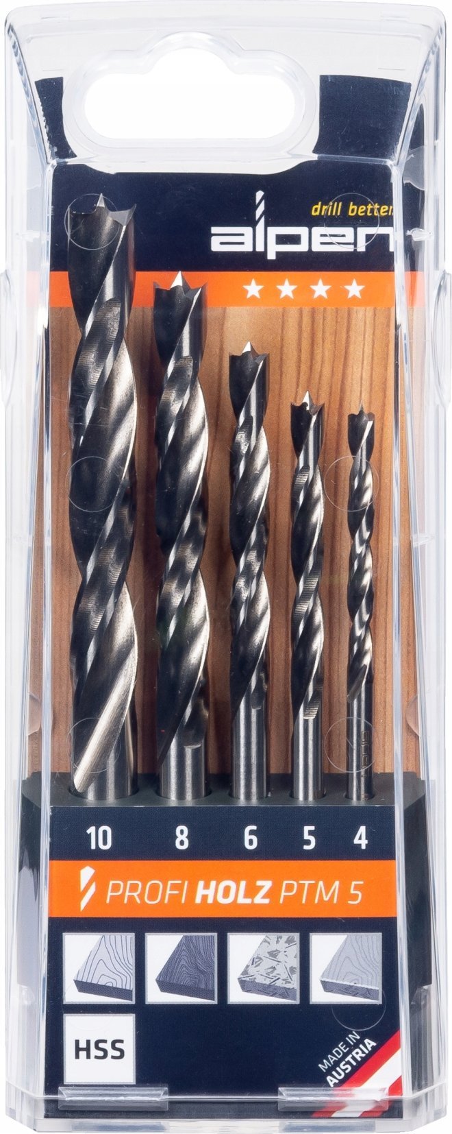 Wiertło Alpen Alpen PTM 5 Profi Holz 4-5-6-8- 10