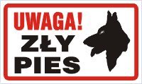Pn. AU003 "Uwaga! Zły pies" twarda płyta