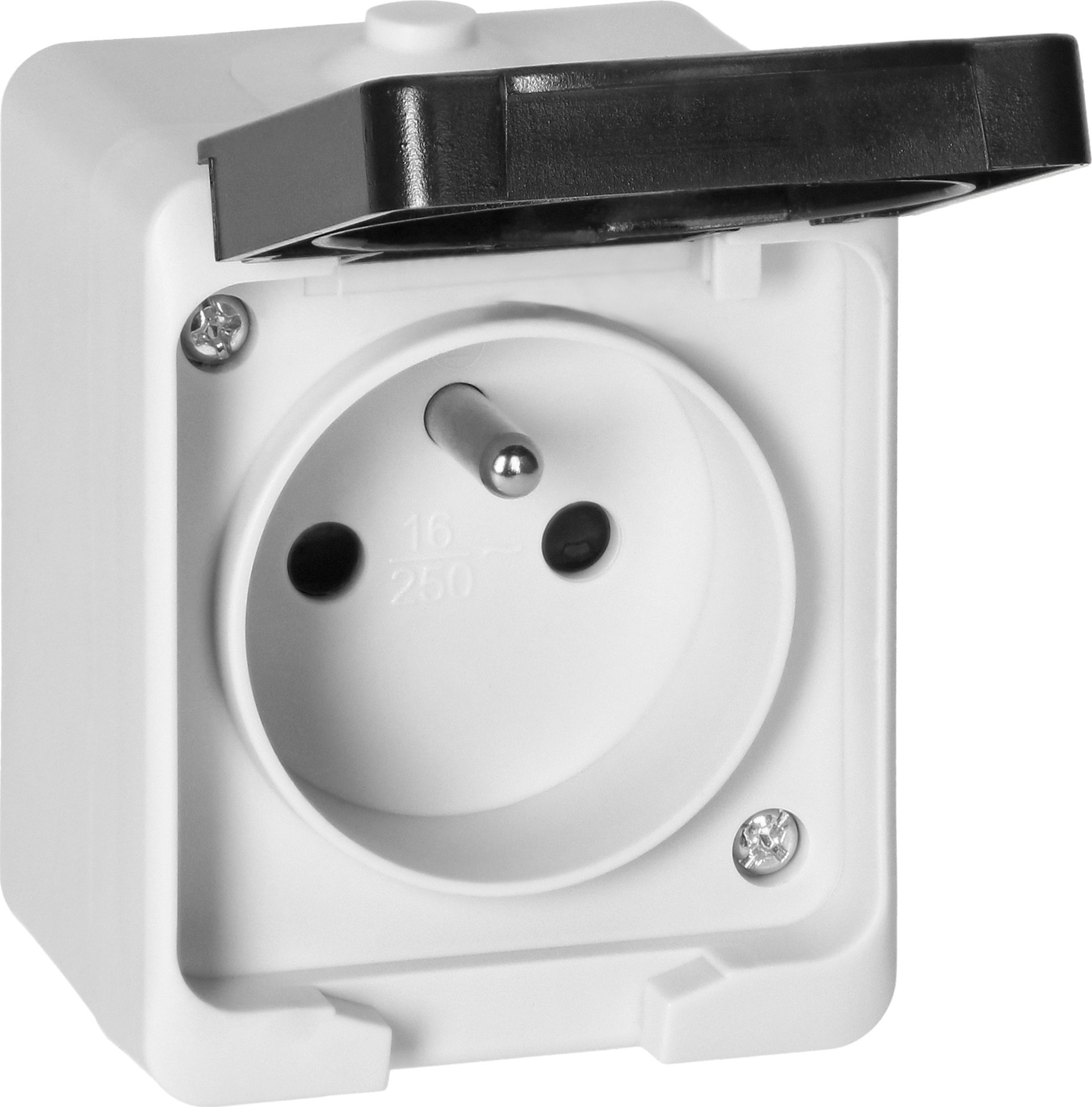 Orno Gniazdo pojedyńcze 2P+Z AQUATIC MINI IP 54 biało-czarne