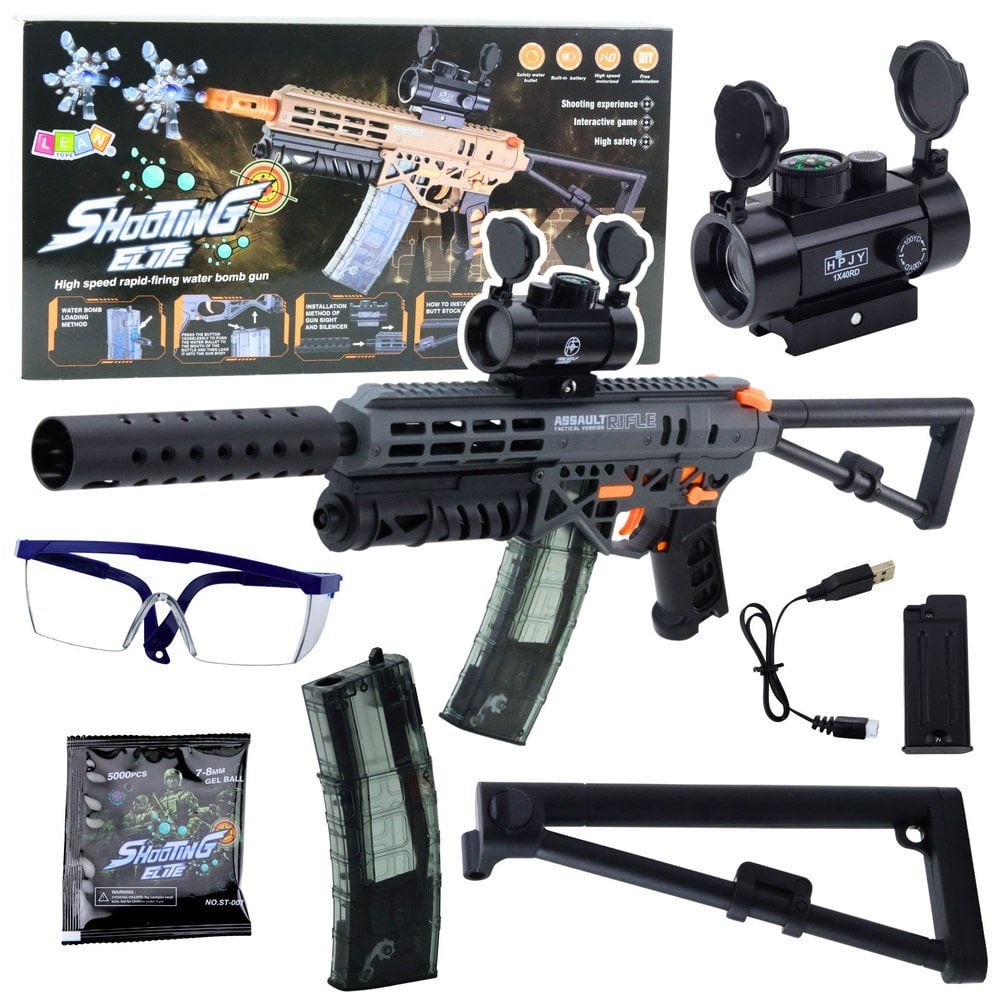 KARABIN ELEKTRYCZNY MK7 NA KULKI WODNE 2 MAGAZYNKI OKULARY CELOWNIK AKUMULATOR