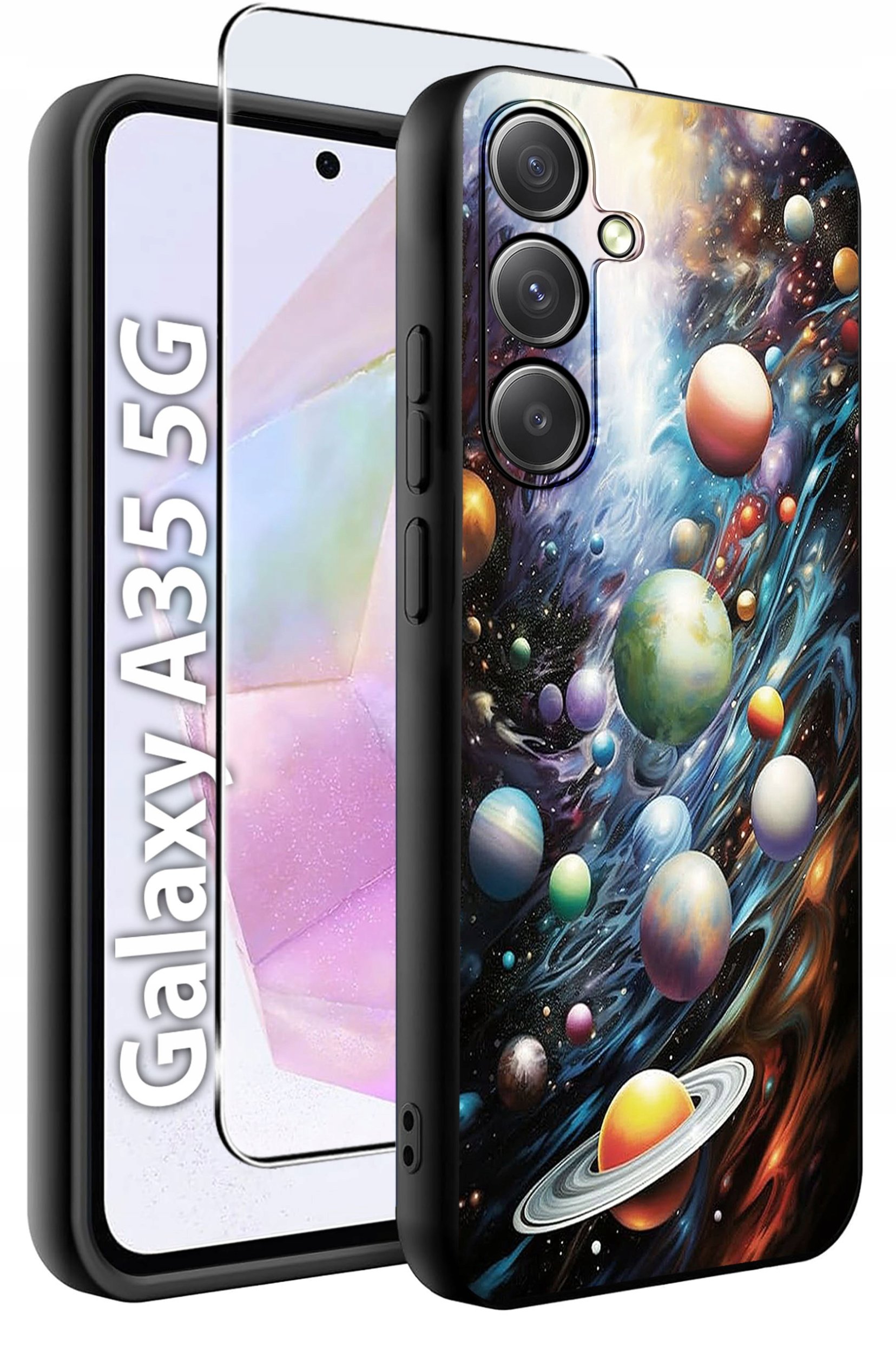 ETUI do Samsung A35 5G WZORY | SILIKONOWE MATT CASE + SZKŁO HARTOWANE 9H