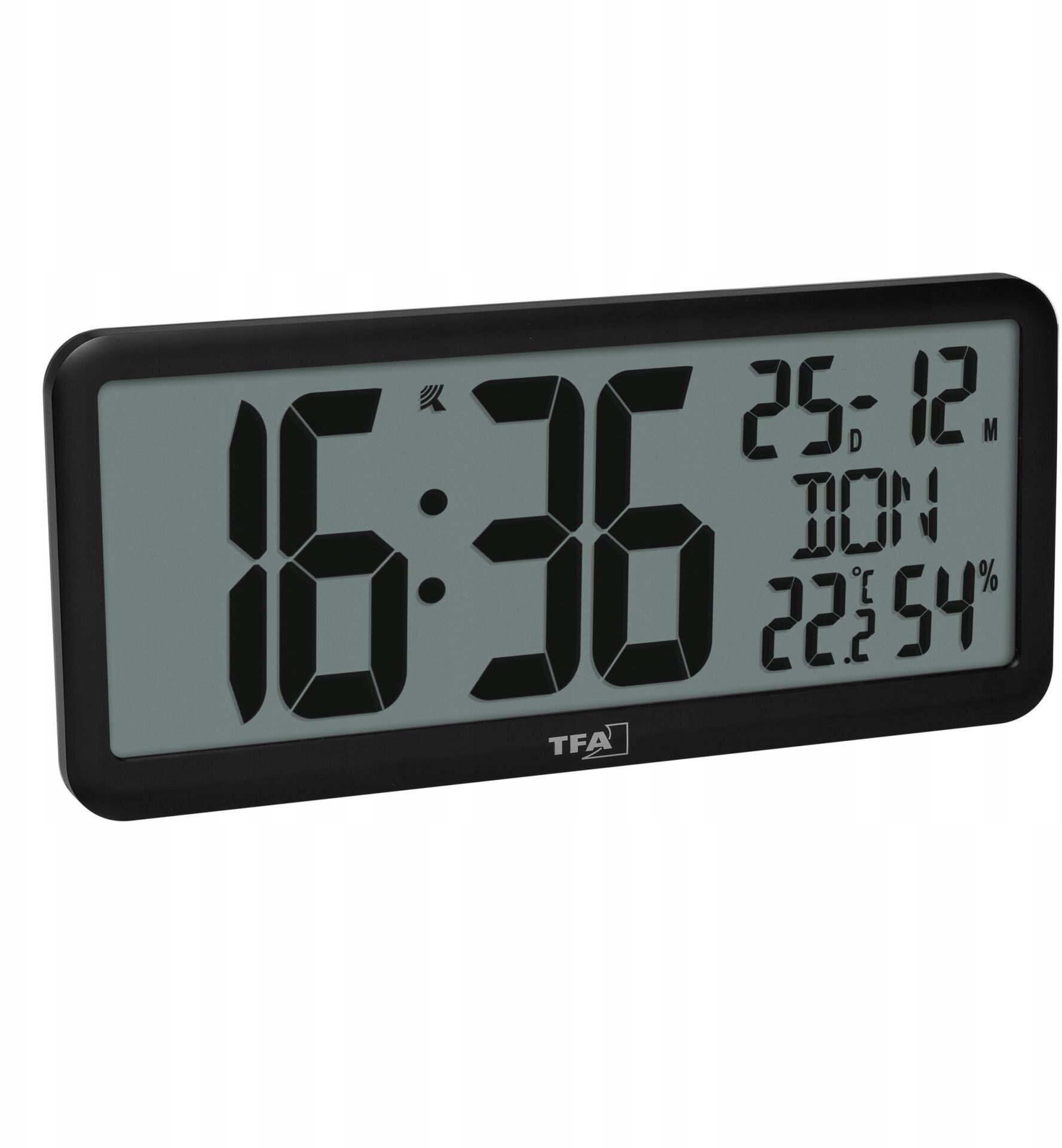 TFA 60.4525.01 czarny Cyfrowy zegar radiowy z klimatem pomieszczenia