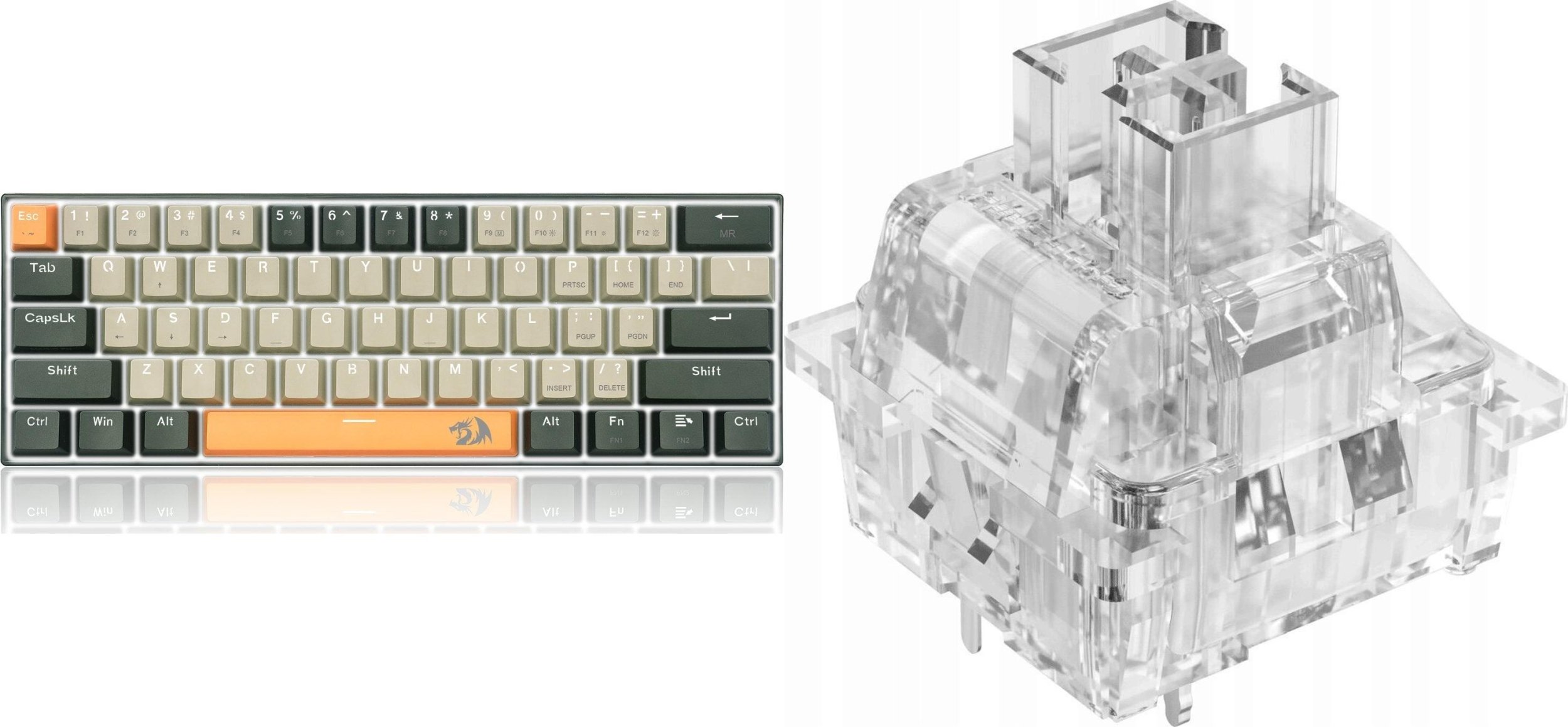 Klawiatura Redragon Redragon K606 Lakshmi Red switch (K606-OG&GY&BK) + A113 HP2 Panda Keycaps (A113 HP2)