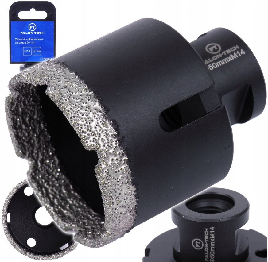 OTWORNICA DIAMENTOWA 50mm M14 KORONKA FREZ WIERTŁO DO GRESU BETONU KAMIENIA