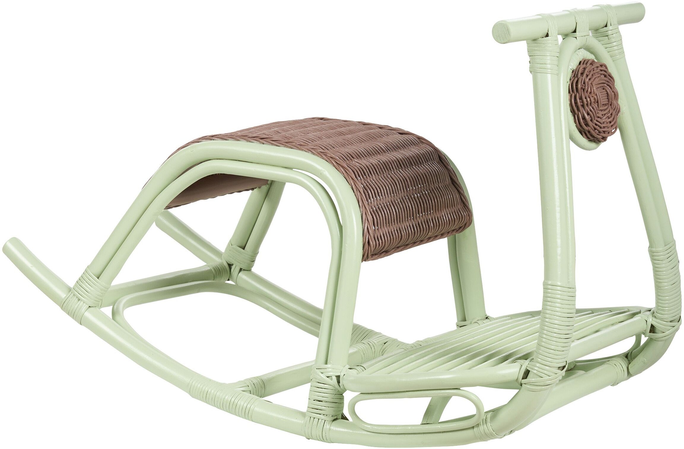 Rattanowy bujak na biegunach jasnozielony ASPRIA