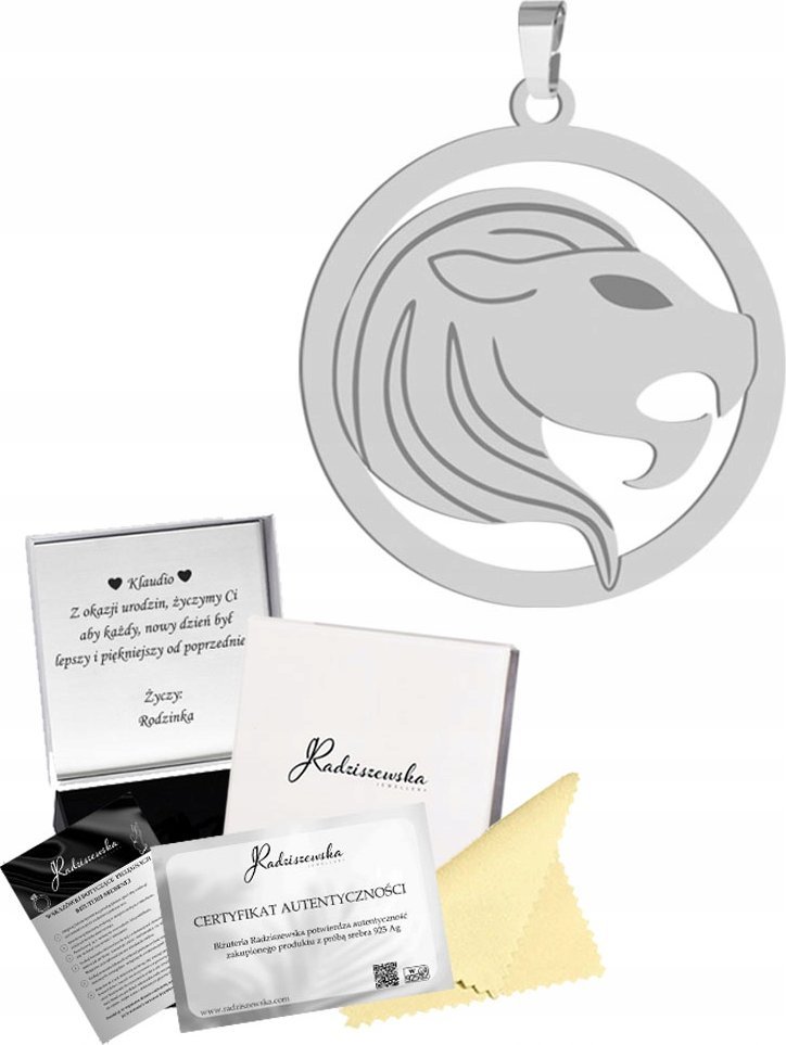 Radziszewska Jewellery Zawieszka Srebrna Znak Zodiaku LEW Srebro 925 Prezent Dedykacja Gratis