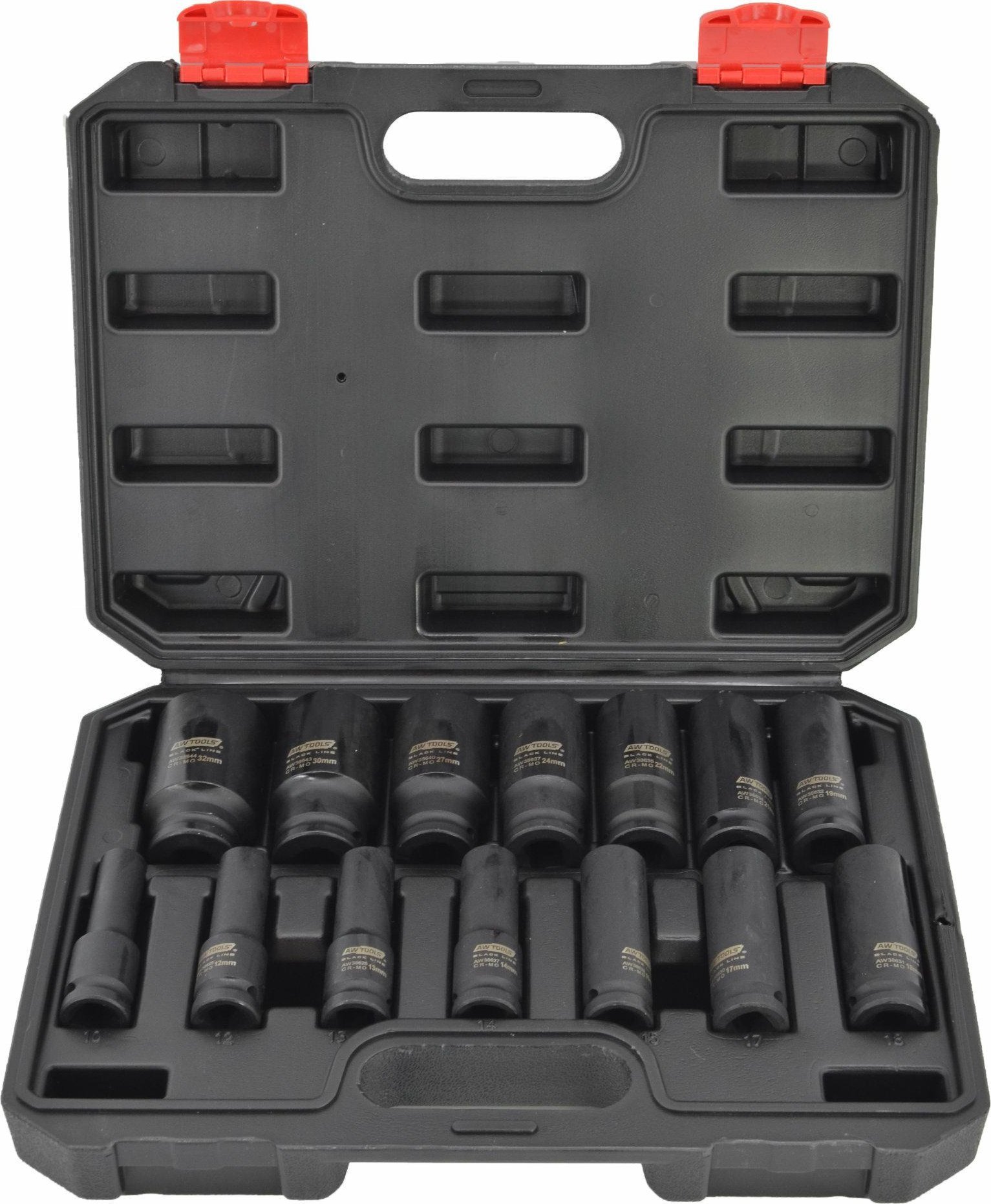 AWTools AWTOOLS ZESTAW NASADEK UDAROWYCH 1/2" 14cz. BLACK LINE