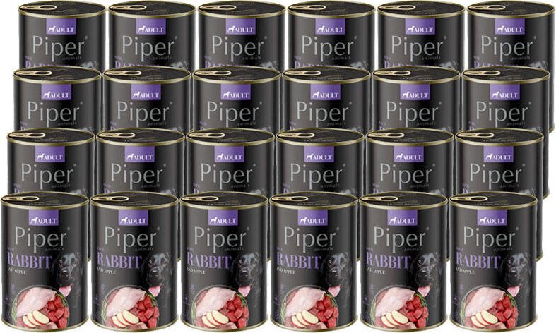 Mokra Karma dla psa Piper Animals z królikiem i jabłkiem zestaw 24 x 400 g