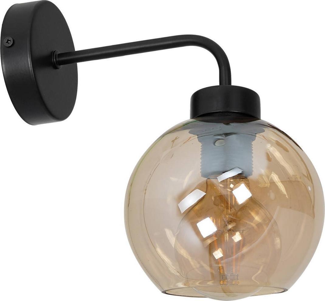 Kinkiet Milagro Skandynawska LAMPA ścienna SOFIA MLP6572 Milagro szklana OPRAWA loftowy kinkiet kula czarna bursztynowa
