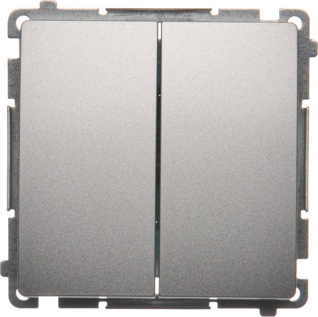 Kontakt-Simon Łącznik świecznikowy Simon Basic podwójny 10AX 250V srebrny mat (BMW5.01/43)