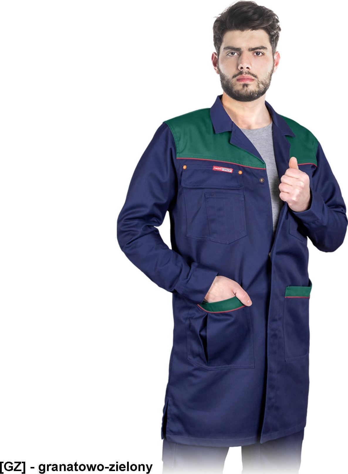 R.E.I.S. FF - Fartuch ochronny FOREST, wykonany z wysokiej jakości materiału - granatowo-zielony 3XL