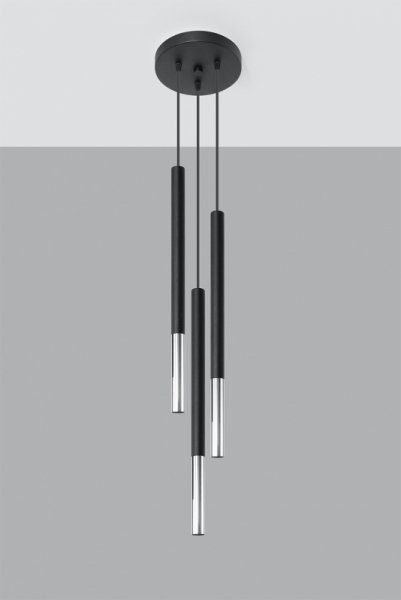 Lampa wisząca Sollux Lampa wisząca MOZAICA 3P czarny/chrom