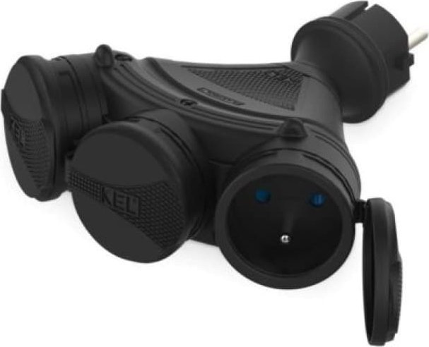 KEL Rozgałęźnik wtyczkowy 3-gniazda z/u 16A 250V IP54 czarny GN-X3/54 W-01154