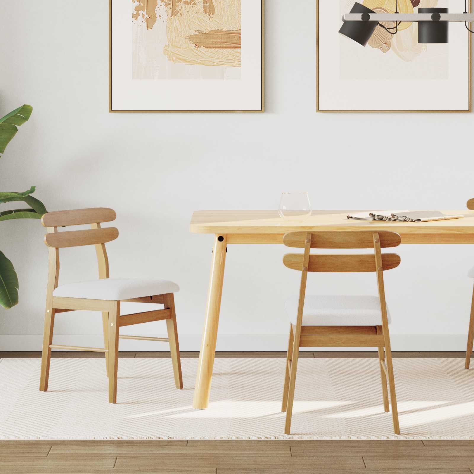 vidaXL Krzesło jadalniane 2 pcs jasny Drewno Gumowe