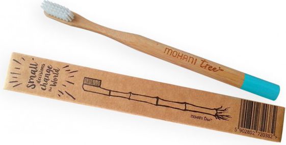 Mohani Bambusowa szczoteczka do zębów - turkusowa, włosie miękkie